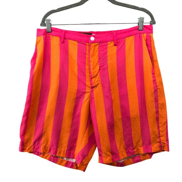 Reunion Outfitters Tencel Shorts Mens XL Pink Orange Stripe Lightweight Colorful - Picture 1 of 9